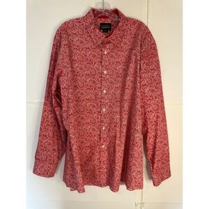 Cremieux Premium Denim XXL Red Paisley Print Button Down Long Sleeve Shirt